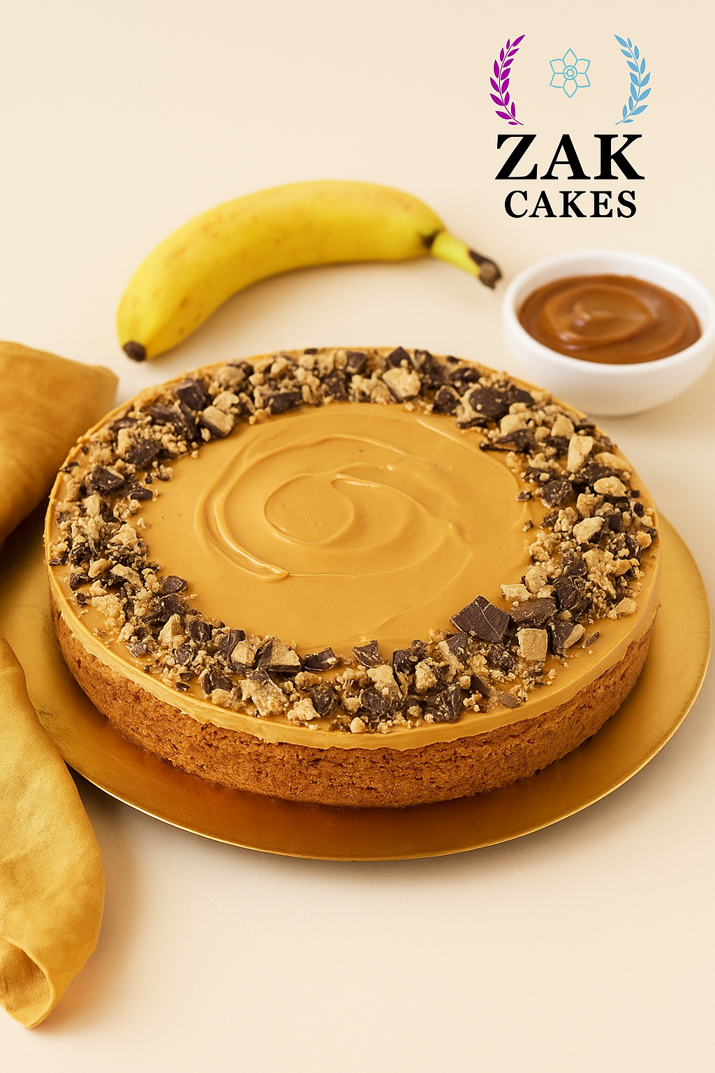 Tarta de banana con dulce de leche